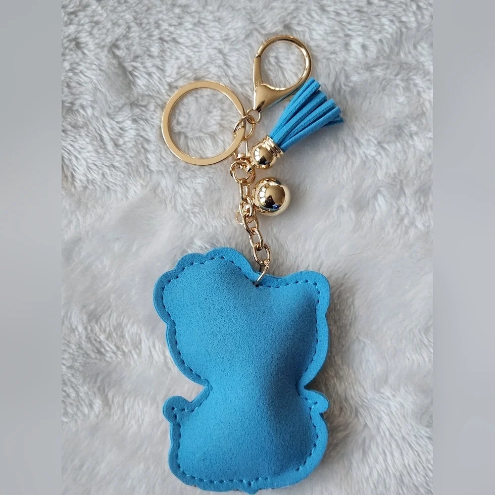 Hello Kitty Cute Rhinestone Cat With Blue Berry Keychain Bag Charm